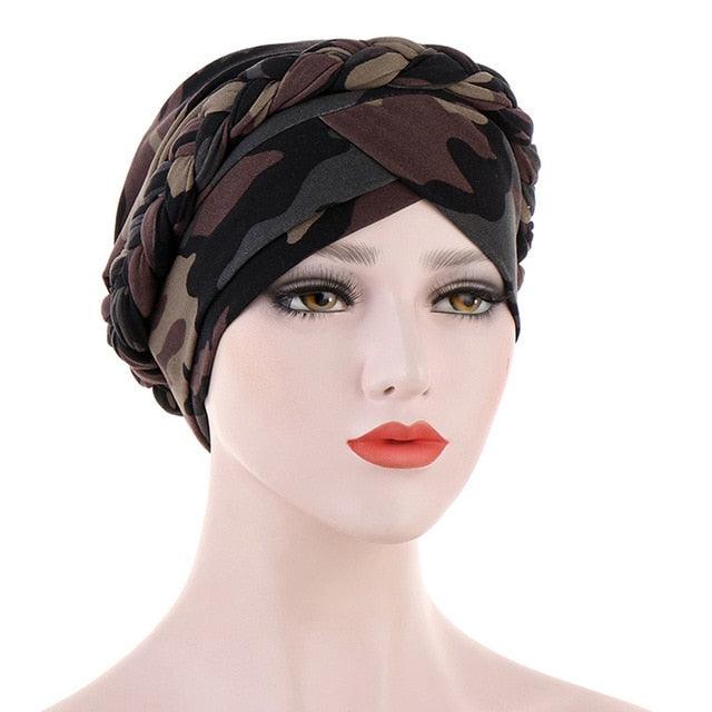 Fashion Soft Cotton Print Braid Turban Lightweight Muslim Turbans Head For Women Women's Hijabs Caps Hat Lightweight Inner Hijab Caps Elegant Arab Wrap Head Scarves Turban Scarf For Women