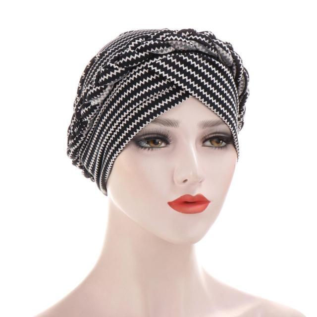 Fashion Soft Cotton Print Braid Turban Lightweight Muslim Turbans Head For Women Women's Hijabs Caps Hat Lightweight Inner Hijab Caps Elegant Arab Wrap Head Scarves Turban Scarf For Women